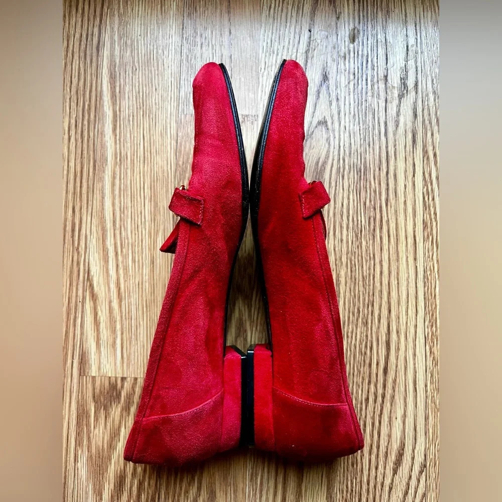 Escada Women's Shoes Suede Red/Orange Loafers Flats Size 8 - VINTAGE - Picture 3 of 9